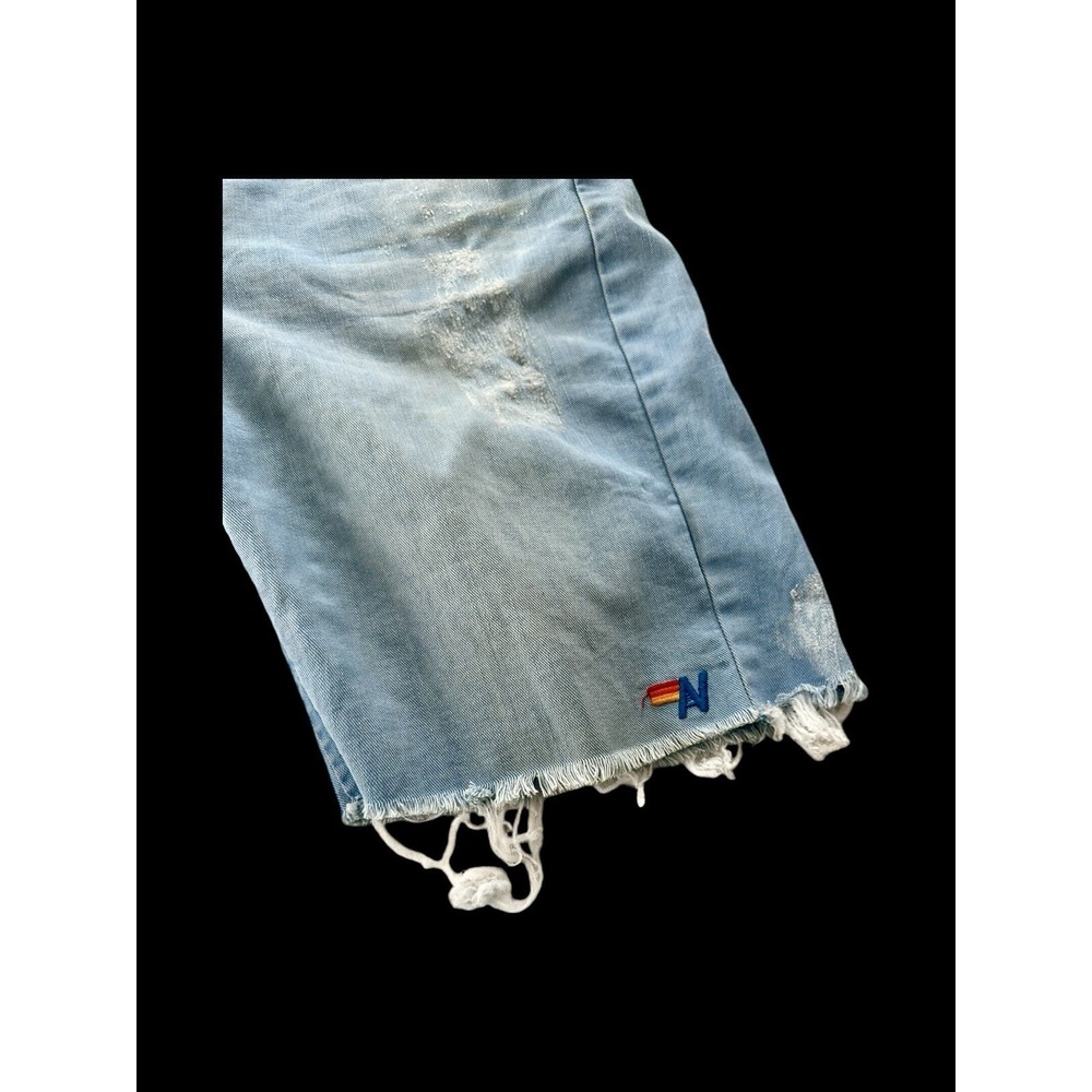 Aviator Nation Cali Lover Low Rise Denim Jean Short Blue Rainbow Sz 29 - Picture 6 of 12